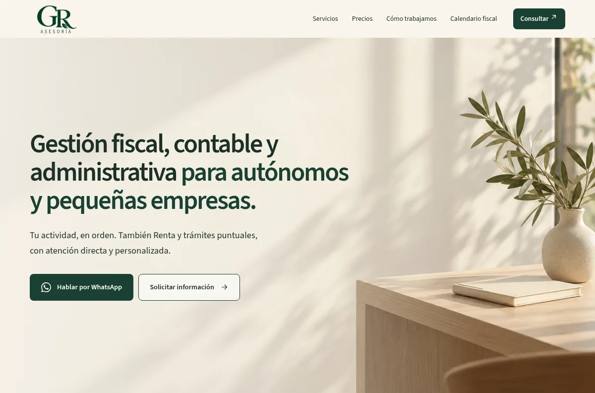 Web de GR Asesoría para autónomos y pequeñas empresas