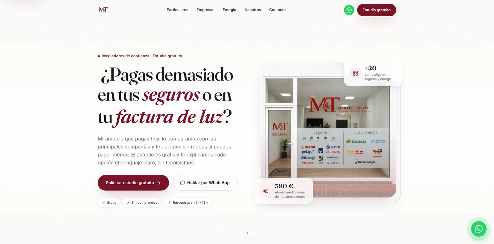 Web corporativa de Martín Triviño, mediador de seguros