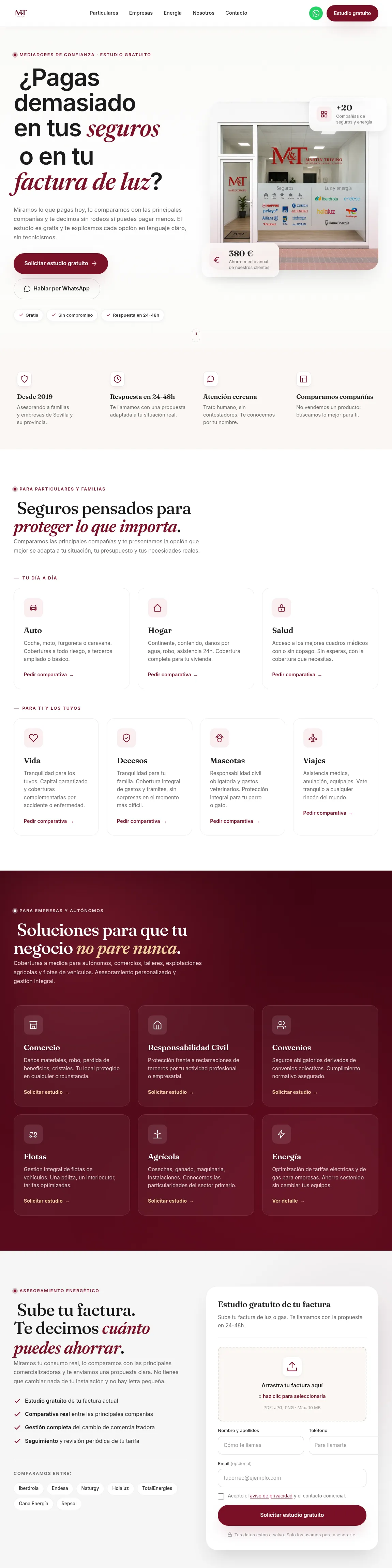 Web corporativa de Martín Triviño, mediador de seguros